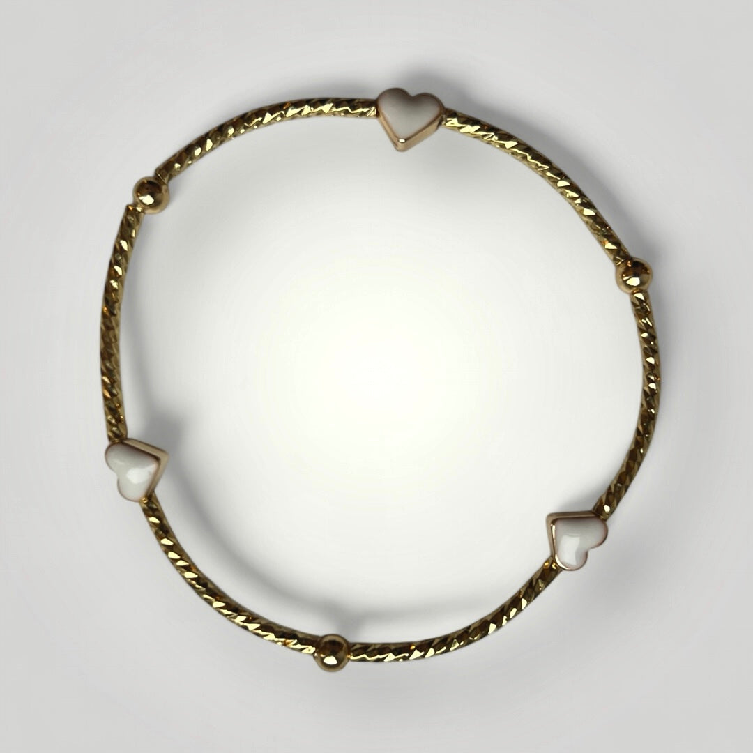 Gold plated white enamel hearts