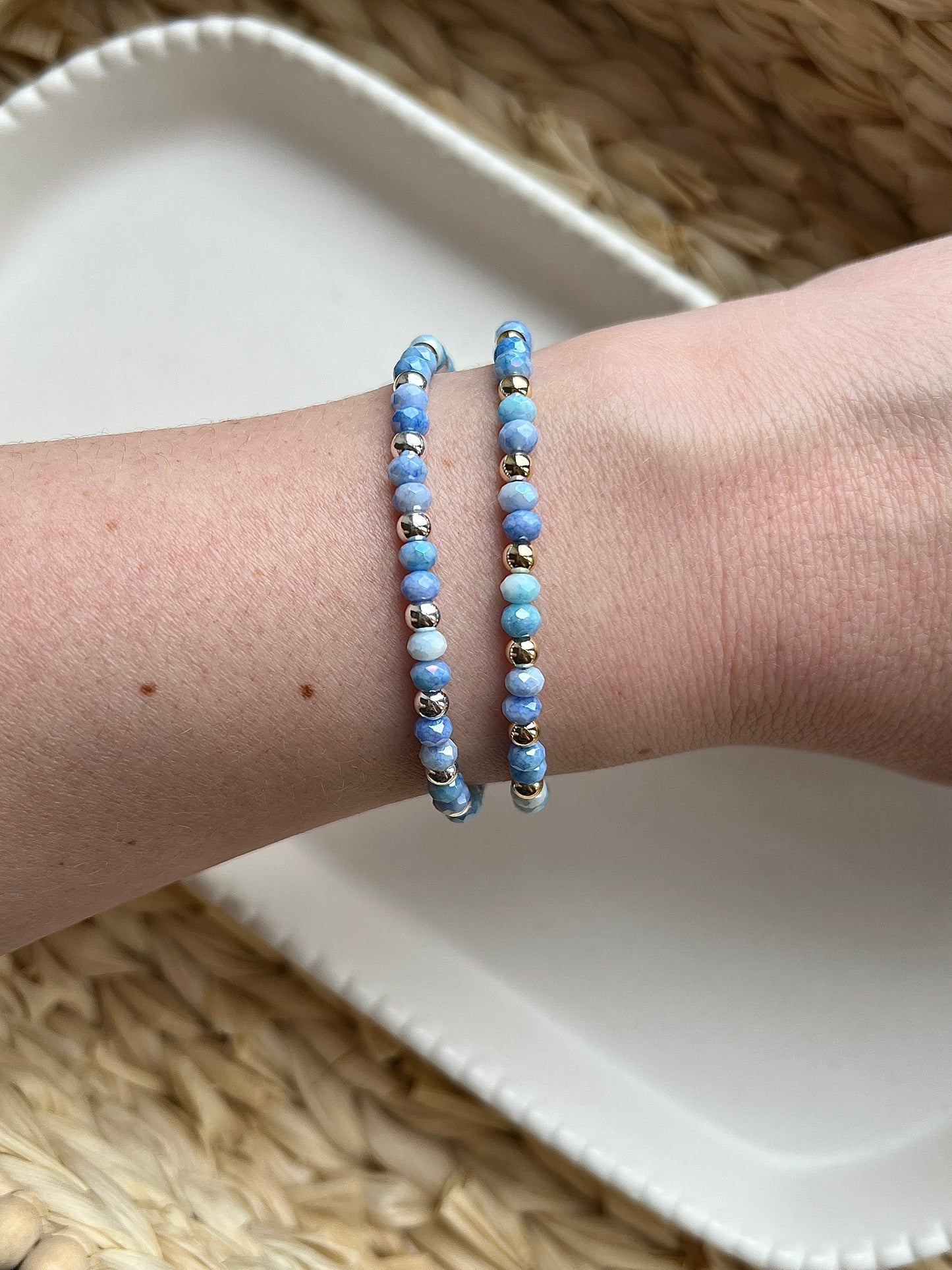 Sterling Silver & Gold Filled Blue Agate Bracelet