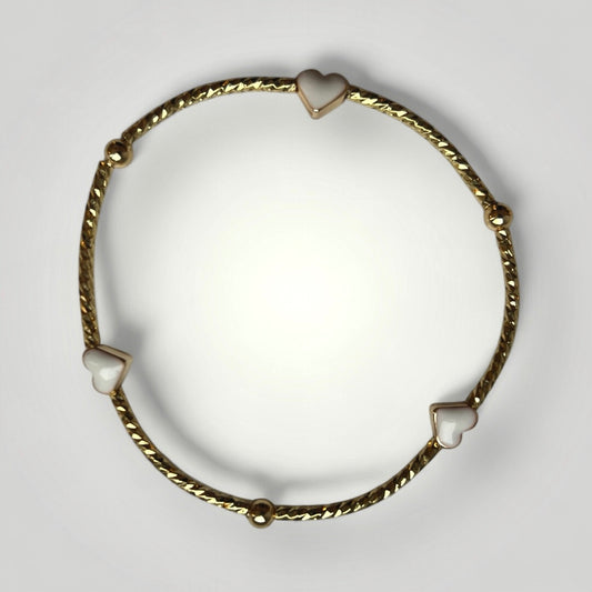 Gold plated white enamel hearts