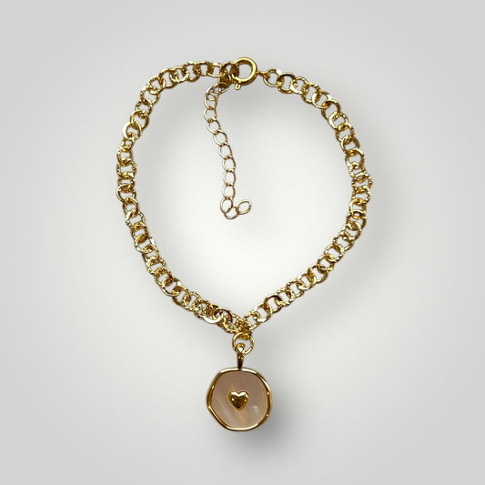 18K Gold Plated real mother of pearl bracelet